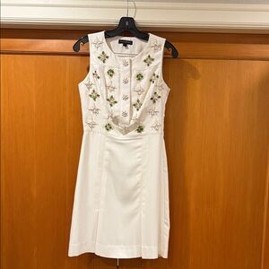 Banana Republic Ivory Dress with Green Floral Accents